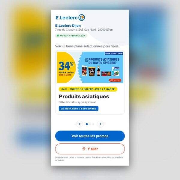 Bannière E.Leclerc « Promotions conversationnelles & Drive-to-Store »