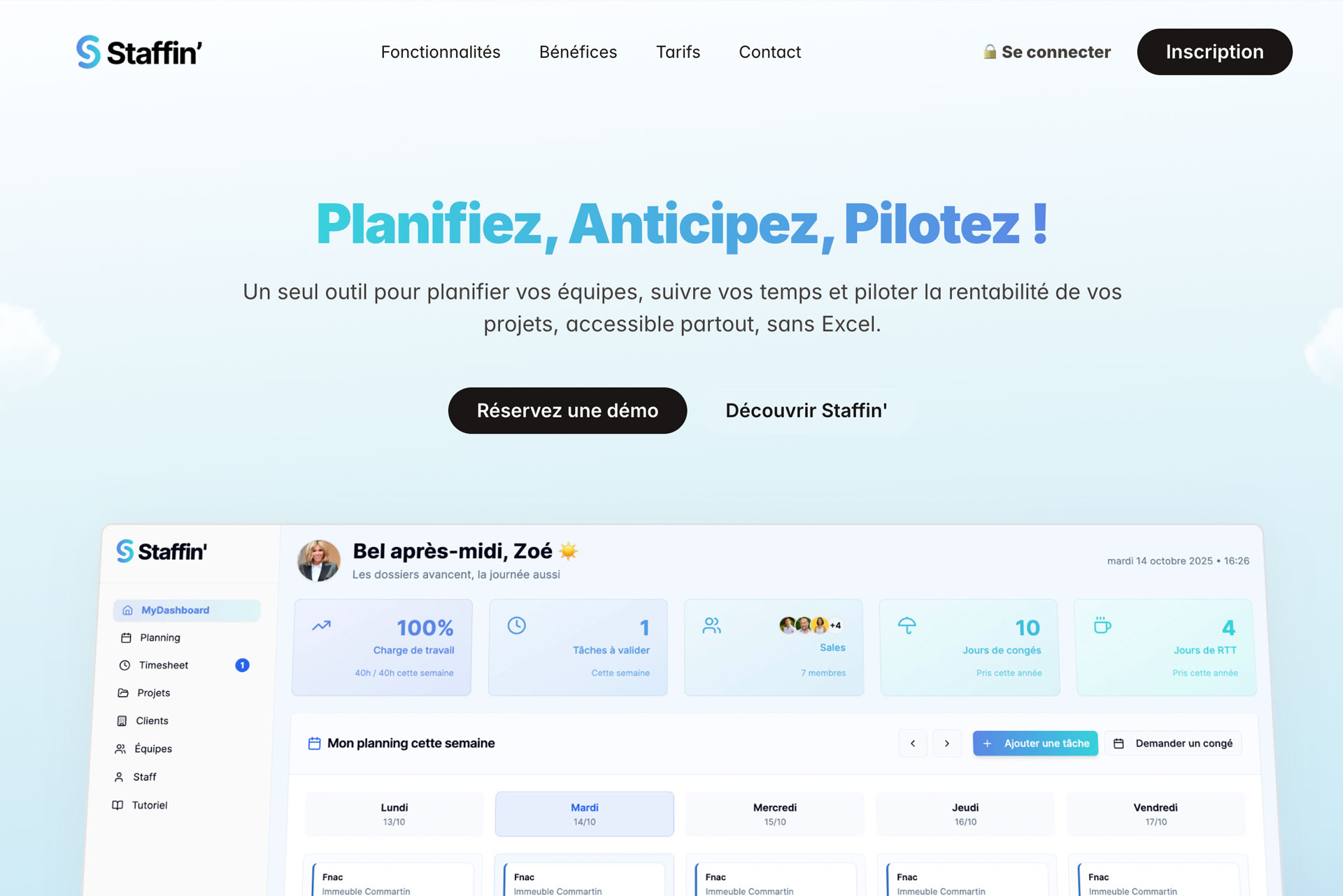 Staffin.io — outil de planning et staffing SaaS développé par Kokomo
